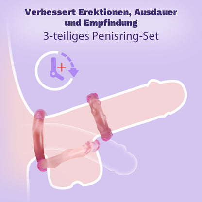 3-Teiliges Set Penisringe aus hochelastischem TPE für männliches Vergnügen