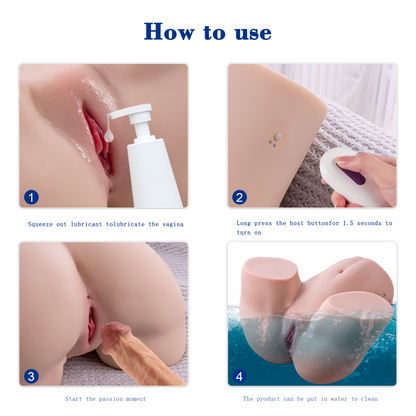 【Gina】3 Geschwindigkeiten, 4 Frequenzen, Mehrkanal-Teleskop-Masturbator 1:1，12.5kg