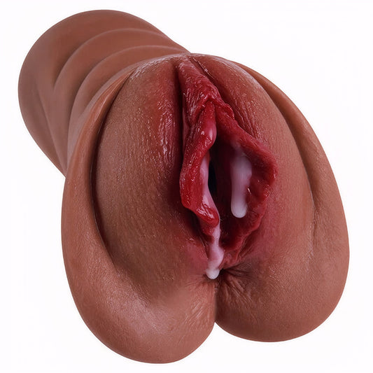 Lebensechte Taschenmuschi, weiches und haltbares Material, realistisch strukturierte Vagina und enger Anus, 2-in-1-Löcher