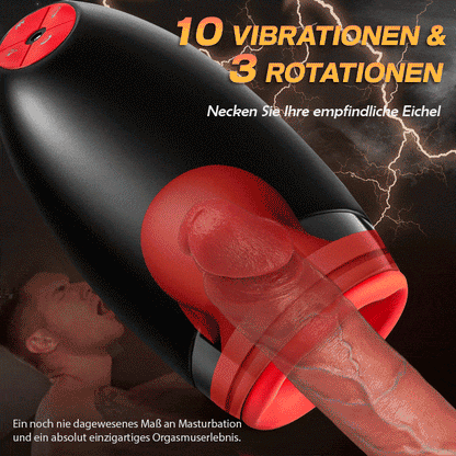 3-in-1 Glans Massage Master Trainer 3 Rotation, 5 Saugen, 10 Vibration Ultra Simulation Dynamic