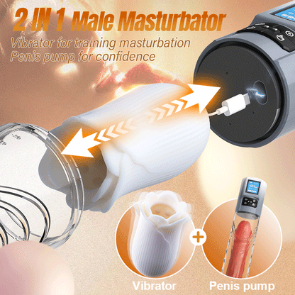 【Versand am 3. Juni】Penispumpe mit 10 Vibrations- und 6 Saugmodi, Penisverlängerung für Männer
