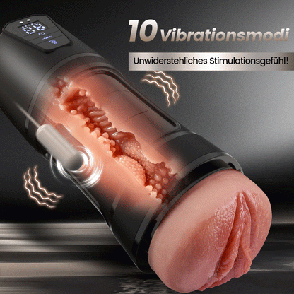 Challenger - 10 Vibrationen, 5 Saugungen, Ultra-Realistische Vagina, Simulierter Masturbator