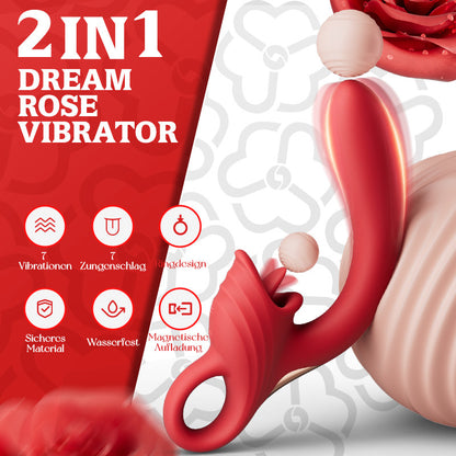 Vibrator mit 7 Vibrationsfrequenzen und Zungenleckfunktion, Fingerring-Design für einfaches Halten
