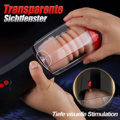 【Everted Fleshy Labia】ROKA - 5-in-1 Multifunktionaler Masturbator 5 Stoßen Saugen, 10 Vibrations und Transparenten, Abnehmba