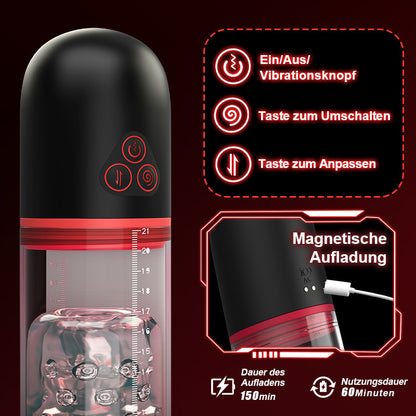 Oral Love Verbesserte 2-in-1-Penispumpe mit Saug- und Vibrationsfunktion
