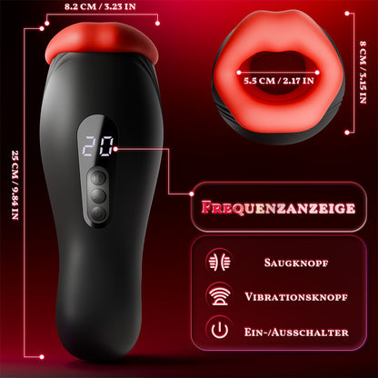 Enchantment- 9 Vibrationen 4 Saugungen Klammernde Saugung Oralsimulation Männer-Masturbator