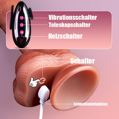 Wald 9 Vibrieren 3 Stoßen 3 Rotieren Realistischer Dildo Vibrator 22,5 cm Heizung