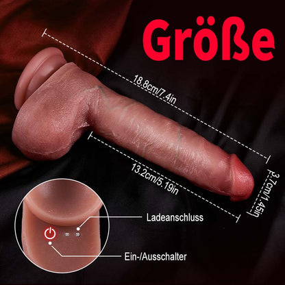 Casimir - Realistischer 7,4-Zoll-Anal-Dildo aus Silikon mit Heizfunktion, Stoß- und Vibrationsmodus, auto