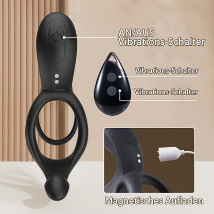 Maxwell 9 Vibrations Doppel-Vibrator Penisring für Perineum C-Spot G-Spot Stimulation
