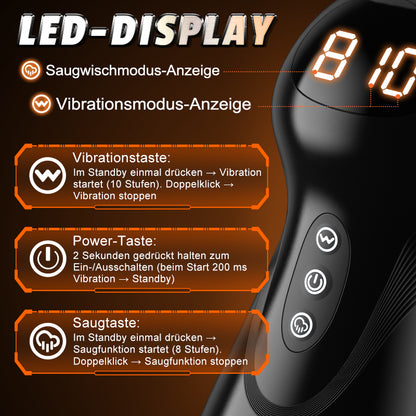 Evolution-8 Sucking 10 Vibrating One Touch Orgasm Digital Vacuum Masturbator