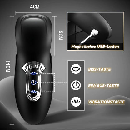 10 Bisse + 10 Vibrationen 2-in-1 Male Masturbation Cup Penis Übung Paar Flirten