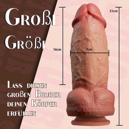 Riesendildo mit 7 cm Durchmesser und starkem Saugnapf, geeignet für Männer und Frauen