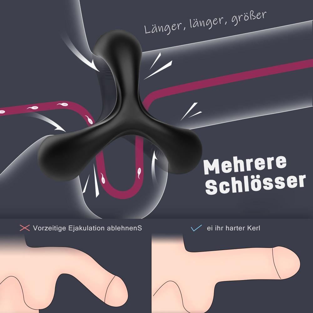 Penisringe drei Ringe Schwarz Härter Länger Größer - acmejoy-de